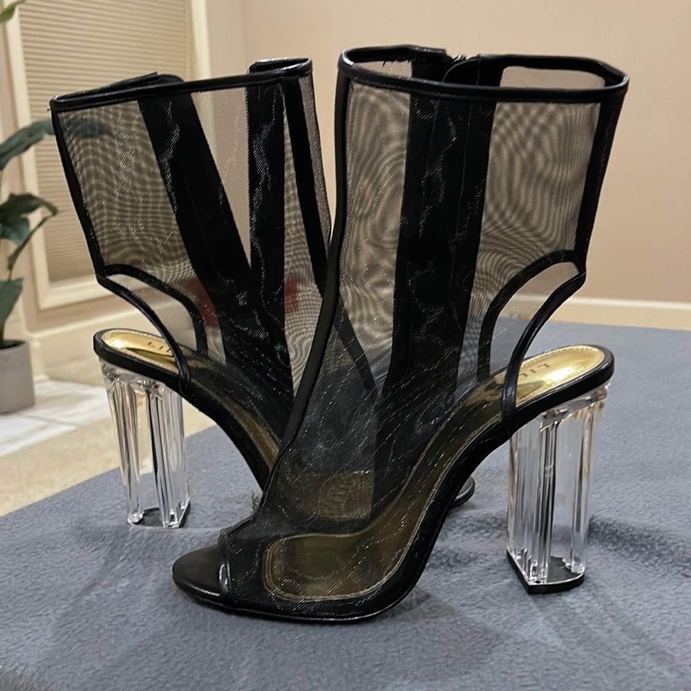 Sheer Black Bootie size 9 worn once from Miss Lola